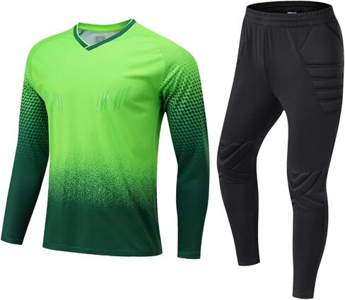 Goalkeeper Uniform Kit Shirt & Pants Set, Professional Padded Football Keeper Gear, Sturdy Breathable Activewear in Kuwait