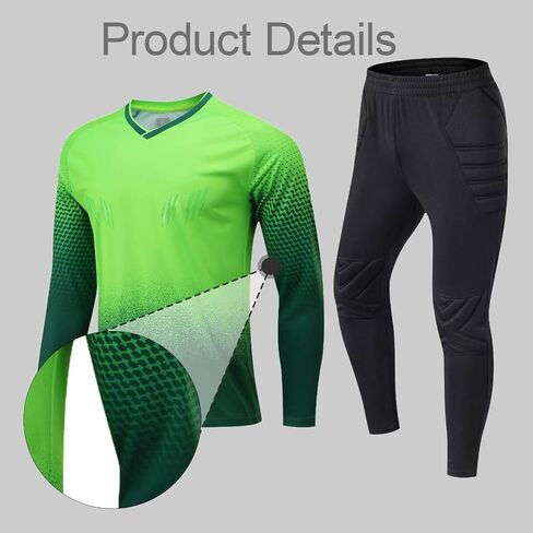 Goalkeeper Uniform Kit Shirt & Pants Set, Professional Padded Football Keeper Gear, Sturdy Breathable Activewear in Kuwait