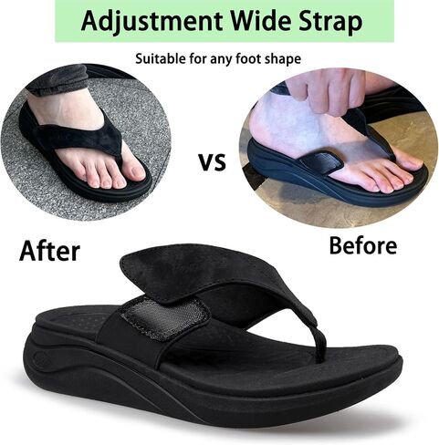 Vagana Sandals for Men Adjustable Width Slides Arch Support Orthopedic for Diabetic Plantar Fasciitis Swollen Feet Pain Relief Neuropathy in Saudi Arabia