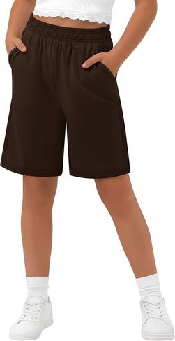 Girls' Bermuda Shorts Kids Wide Leg Summer Athletic SweatShorts Elastic Waist Loose Casual Clothes with Pockets in Kuwait