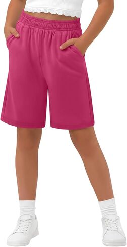 Girls' Bermuda Shorts Kids Wide Leg Summer Athletic SweatShorts Elastic Waist Loose Casual Clothes with Pockets in Kuwait
