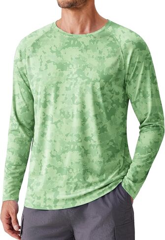 PINSPARK Mens UV Protection Shirts Long Sleeve Fishing Shirts Camo Rash Guard Swim Shirt Quick Dry Athletic Workout Tshirts in Kuwait