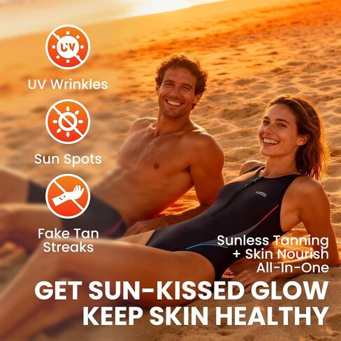 Tanning Gummies for Women, Sunless Tanning Supplement with Astaxanthin, Beta Carotene, Lycopene, Collagen & Hyaluronic Acid for Skin Radiance, Sugar Free, Vegan, Non- GMO, Strawberry Flavor, 60 Count in Saudi Arabia