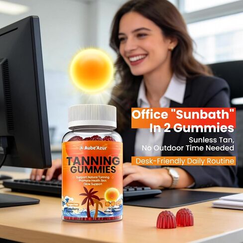 Tanning Gummies for Women, Sunless Tanning Supplement with Astaxanthin, Beta Carotene, Lycopene, Collagen & Hyaluronic Acid for Skin Radiance, Sugar Free, Vegan, Non- GMO, Strawberry Flavor, 60 Count in Saudi Arabia