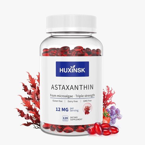 Astaxanthin 12mg Supplements, 120 Softgel, Max Strength Astaxanthin Antioxidant Supplements, Fresh Microalgae, 4 Month Supply, Supports Eye, Joint, Internal Circulation, Skin Health, 1 Bottle in Saudi Arabia