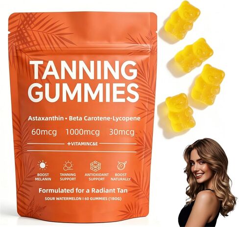 Skin Tanning Gummies | Fast-Acting Sunless Tanning for Women, Glowing Hydrated Skin with Natural Bronze Glow, Non-GMO, Sugar-Free, 60 Count in Saudi Arabia