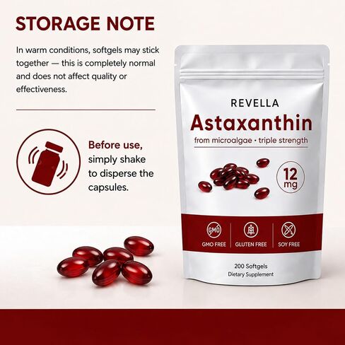 Revella Astaxanthin, Immune, Internal Circulation, Vitality Support- 200 Softgels(1 Pack) in Saudi Arabia