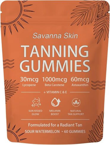 Zentra Natural Tanning Gummies - Vitamin C & E, Astaxanthin & Beta Carotene for Radiant Glow & Hydration, Non-GMO Vegan Sugar-Free, 60 Count in Saudi Arabia