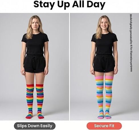 2 Sets Rainbow Striped Leg Warmers for Women, Knee High Socks Long Knitted Arm Warmers Fingerless Gloves, Pride Halloween Costume Accessories in Saudi Arabia