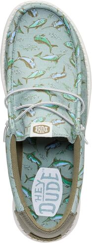 HEYDUDE Men's Wally Bluewater Iceberg Green Size 11 Slip-On Shoes, Lightweight Breathable Canvas with Slip-Resistant Traction for Daily Wear in Kuwait