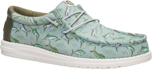 HEYDUDE Men's Wally Bluewater Iceberg Green Size 11 Slip-On Shoes, Lightweight Breathable Canvas with Slip-Resistant Traction for Daily Wear in Kuwait