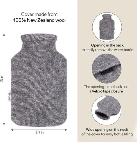 2.0L Fashy Hot Water Bottle with Barker Textiles 100% Wool Cover (Black) Hot Water Bag with Cover in Saudi Arabia