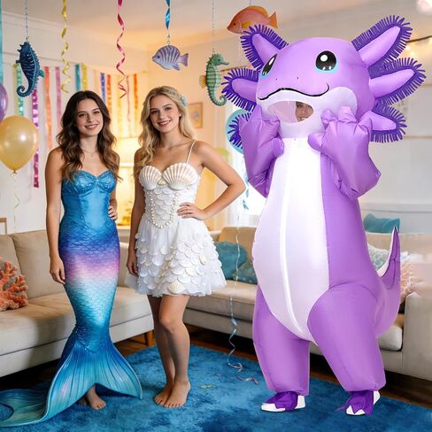 Stegosaurus Inflatable Axolotl Costume Adult Halloween Blow Up Costumes Deluxe Funny Costumes Animal Women Men Cosplay Party Purple in Kuwait