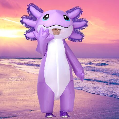 Stegosaurus Inflatable Axolotl Costume Adult Halloween Blow Up Costumes Deluxe Funny Costumes Animal Women Men Cosplay Party Purple in Kuwait