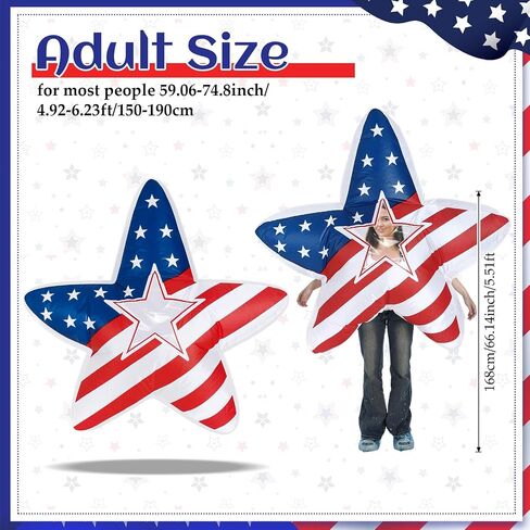 WinnerWhy Independence Day Inflatable USA Star Costume 4th of July Blow up Costume for Adult Patriotic Parade Halloween in Kuwait