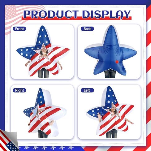 WinnerWhy Independence Day Inflatable USA Star Costume 4th of July Blow up Costume for Adult Patriotic Parade Halloween in Kuwait