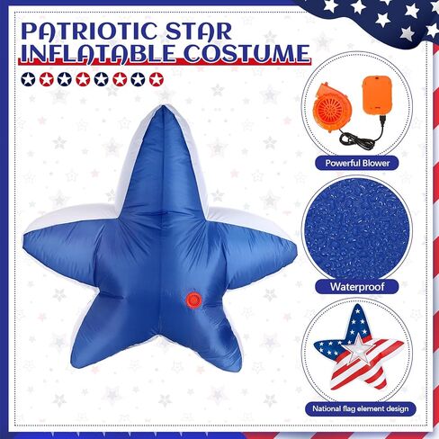 WinnerWhy Independence Day Inflatable USA Star Costume 4th of July Blow up Costume for Adult Patriotic Parade Halloween in Kuwait