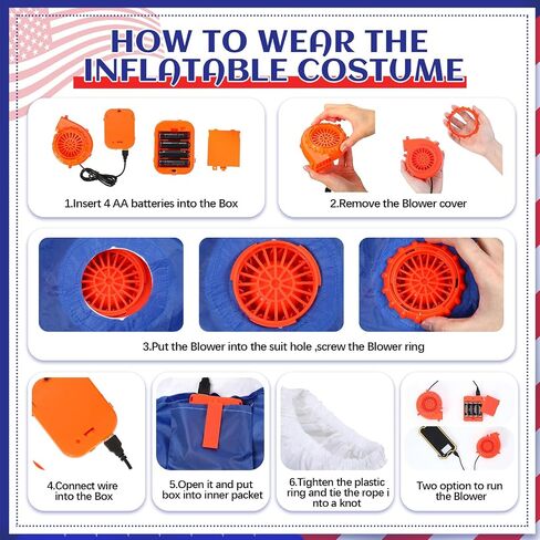WinnerWhy Independence Day Inflatable USA Star Costume 4th of July Blow up Costume for Adult Patriotic Parade Halloween in Kuwait