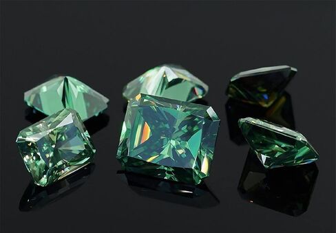Loose Moissanite 2 CT Radiant Cut Green Moissanite Diamond Loose Stone for Engagement Ring, Earring, Pendant, Bracelet, Jewelry for Women, Gift in Kuwait