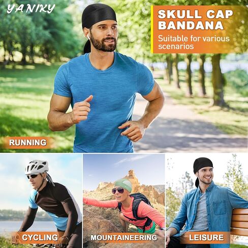 YANIKY Bandanas Skull Caps for Men, Women Skull Cap Helmet Liner Cycling Hat Durags Motorcycle Bandana Sweat Wicking Do Rag in Saudi Arabia