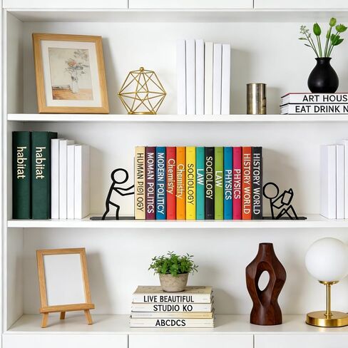 نهايات الكتب المزخرفة للأرفف، ديكور معدني لطيف، إكسسوارات رف كتب جمالية سوداء غير قابلة للانزلاق، منظم مكتب مكتب ديكور غرفة الدراسة بالمكتبة المنزلية in Kuwait