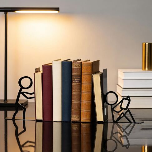 نهايات الكتب المزخرفة للأرفف، ديكور معدني لطيف، إكسسوارات رف كتب جمالية سوداء غير قابلة للانزلاق، منظم مكتب مكتب ديكور غرفة الدراسة بالمكتبة المنزلية in Kuwait