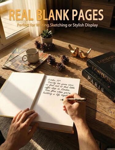 Decorative Books for Home Decor & Coffee Table Book Decor - Set of 3 Real Hardcover Decorative Books (Paris, London, New York) with Gold Ceramic Birds - Modern Shelf Decoration in Saudi Arabia
