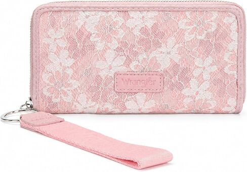 Wrangler Wristlet Wallets for Women Lace Floral Tooled Clutch Purse RFID Blocking Wallet Credit Card Holder in Kuwait