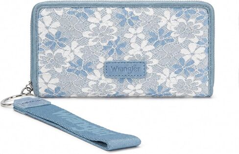 Wrangler Wristlet Wallets for Women Lace Floral Tooled Clutch Purse RFID Blocking Wallet Credit Card Holder in Kuwait