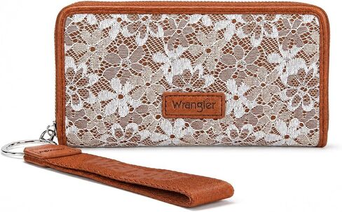 Wrangler Wristlet Wallets for Women Lace Floral Tooled Clutch Purse RFID Blocking Wallet Credit Card Holder in Kuwait