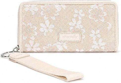 Wrangler Wristlet Wallets for Women Lace Floral Tooled Clutch Purse RFID Blocking Wallet Credit Card Holder in Kuwait