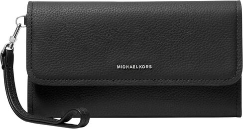 حقيبة يد نسائية من Michael Kors Jet Set متوسطة الحجم بسحاب مزدوج، أجزاء صلبة فضية اللون/جلد، أسود in Kuwait