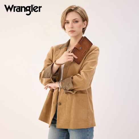 محافظ X Wrangler للنساء محافظ معصم بسيطة، وحافظات للبطاقات ومنظم للأموال، محفظة ثنائية الطي مع جيب للهاتف in Saudi Arabia