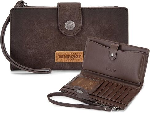 محافظ X Wrangler للنساء محافظ معصم بسيطة، وحافظات للبطاقات ومنظم للأموال، محفظة ثنائية الطي مع جيب للهاتف in Saudi Arabia