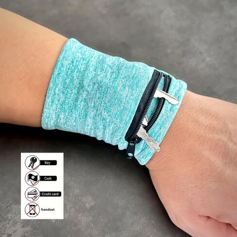 1PC Unisex Wrist Wallet Bag Polyester with Zipper Adjustable Strap Slim Wristband for Running, Travel, Gym, Grey in Kuwait