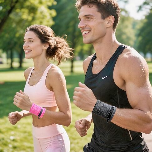 1PC Unisex Wrist Wallet Bag Polyester with Zipper Adjustable Strap Slim Wristband for Running, Travel, Gym, Grey in Kuwait