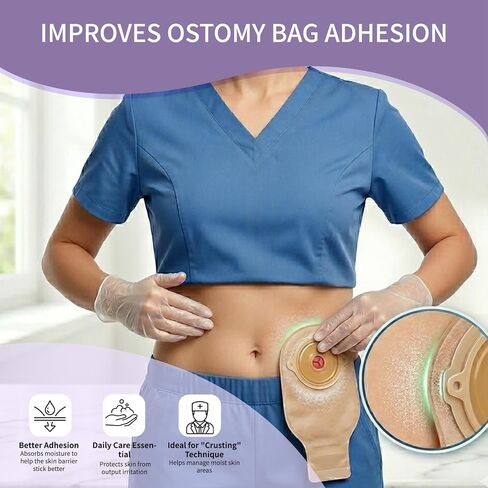 Stoma Care Powder - Gentle Ostomy Skin Barrier Powder for Peristomal Protection, Absorbs Moisture & Keeps Skin Dry, Compatible with Colostomy & Ileostomy Pouches - 0.86 oz in Kuwait
