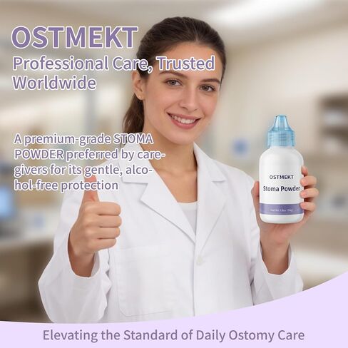 Stoma Care Powder - Gentle Ostomy Skin Barrier Powder for Peristomal Protection, Absorbs Moisture & Keeps Skin Dry, Compatible with Colostomy & Ileostomy Pouches - 0.86 oz in Kuwait