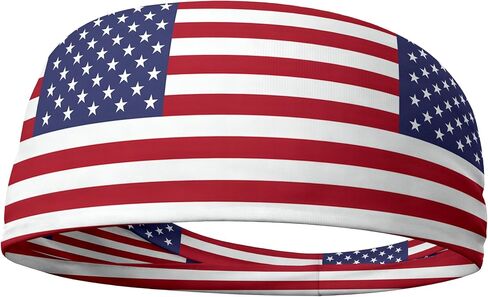 Sports Headband Unisex, Flag Pattern Sweatband for Men Women, Fashion Stretchy Moisture Wicking Hair Band Headwrap in Saudi Arabia