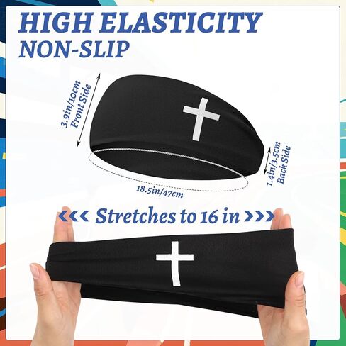 4 Pack Faith Cross Headbands and Arm Sleeves Christian Compression Cooling Arm Sleeves Athletic Sweat Bands for Men Women Running Yoga Fitness Workout in Kuwait
