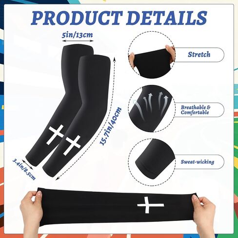 4 Pack Faith Cross Headbands and Arm Sleeves Christian Compression Cooling Arm Sleeves Athletic Sweat Bands for Men Women Running Yoga Fitness Workout in Kuwait