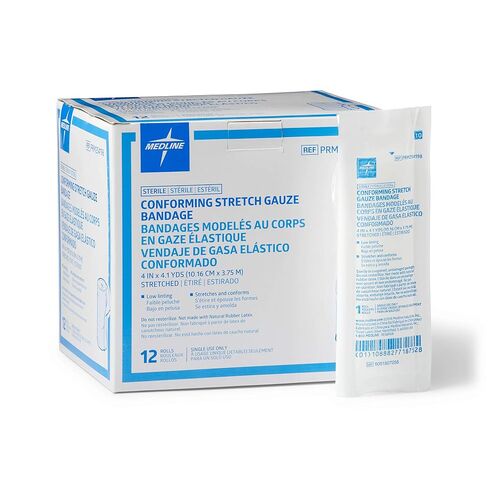 Medline Industries PRM254198Z Sterile Conforming Stretch Gauze Bandages, 4"X4.1 yds (Pack of 12) in Saudi Arabia