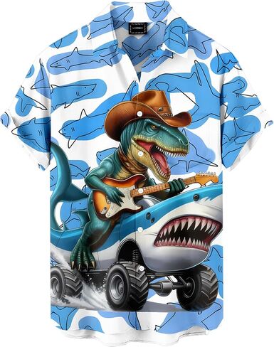 Men's Funny Novelty Print Button Down Shirt Quirky Cartoon Casual Hawaiian Party Shirt in Saudi Arabia