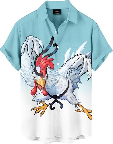 Men's Funny Novelty Print Button Down Shirt Quirky Cartoon Casual Hawaiian Party Shirt in Saudi Arabia
