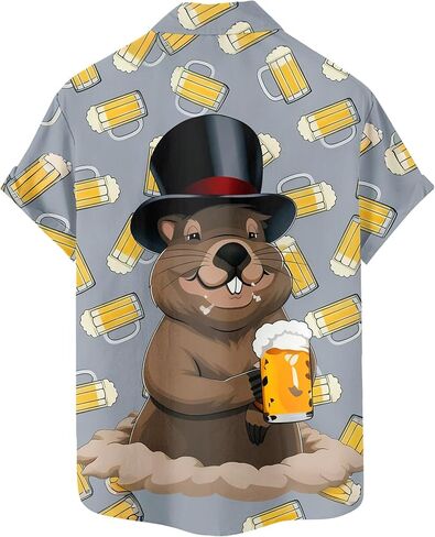 Men's Funny Novelty Print Button Down Shirt Quirky Cartoon Casual Hawaiian Party Shirt in Saudi Arabia