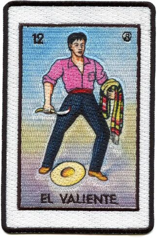 El Valiente 12 Patch Brave Mexican Loteria Card Sublimated Embroidery Iron On in Kuwait