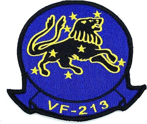 VF-213 Black Lions Squadron Patch – F-14 Tomcat Heritage Insignia – 4" Circular Sew-On Emblem with Plastic Backing – US Navy Fighter Squadron 213 "Black Lions Patch in Kuwait