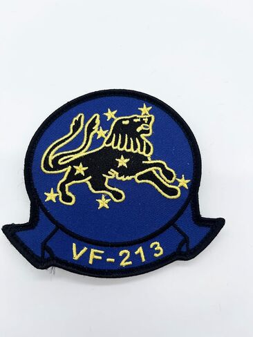 VF-213 Black Lions Squadron Patch – F-14 Tomcat Heritage Insignia – 4" Circular Sew-On Emblem with Plastic Backing – US Navy Fighter Squadron 213 "Black Lions Patch in Kuwait