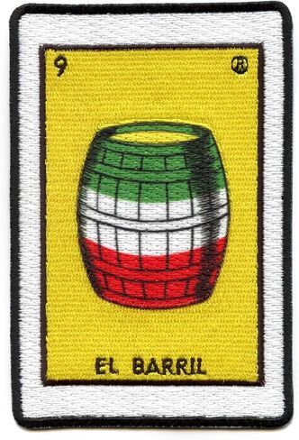 El Barril 9 Patch Barrel بطاقة لوتيريا مكسيكية مطرزة بالحديد in Kuwait