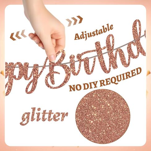Happy Birthday Banner Decorations – Brown Glitter Letter Garland with Pink Bow and Cowgirl Boots Hanging Banner for Birthday Party, Western Theme Party, Baby Shower, and Celebration Decorations in Saudi Arabia